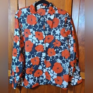 Vibrant Floral Button Down Shirt - Red and Black